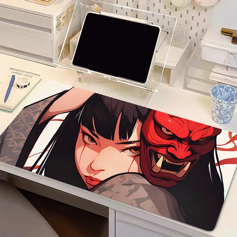

Mouse Pad Computer Office PC Game Table Mats Rubber Anti-slip Gaming Keyboard Pad Devil Oni Mask Design Mousepads Long Desk Mats