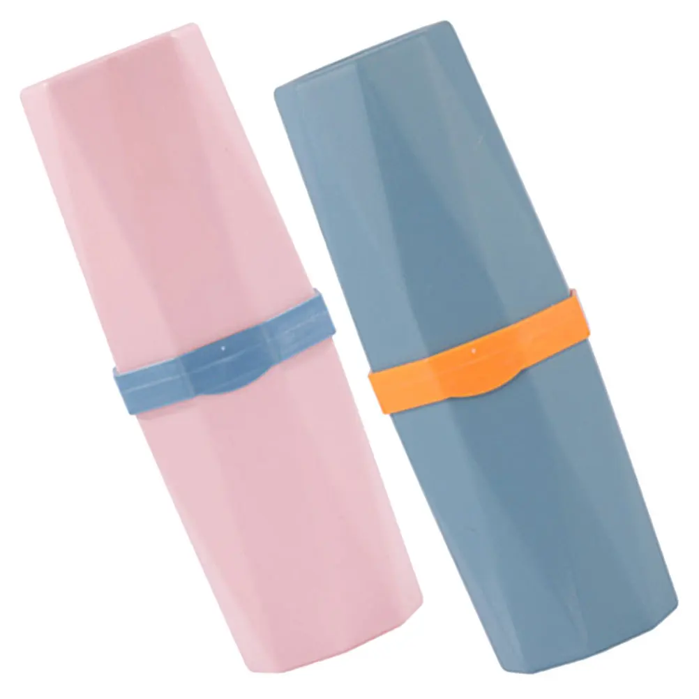 2 قطعة حامل فرشاة الأسنان المحمولة الكؤوس السفر فرشاة الأسنان حالات صندوق تخزين خفيف الوزن للسفر مدرسة رحلة عمل الاستخدام في الهواء الطلق #5