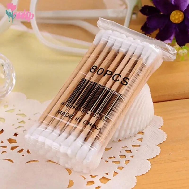 1Bag Double Head Cotton Swab Baby Care Cleaning Makeup Remover Tip Wood Tools Outdoor Emergency Wound Care Dressing