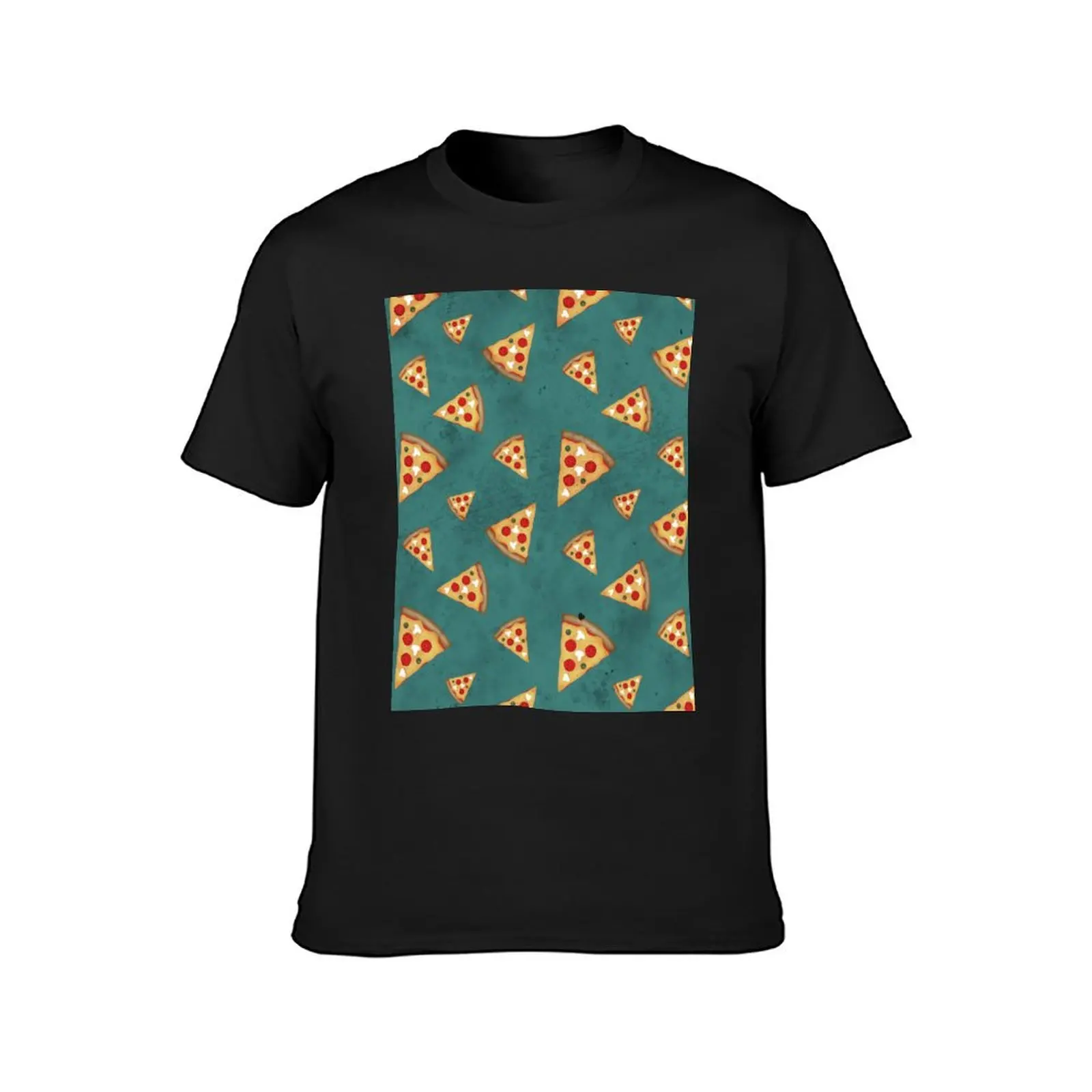 Cool pizza slices vintage teal green pattern foodie pizzeria fun T-Shirt summer clothes new edition mens big and tall t shirts