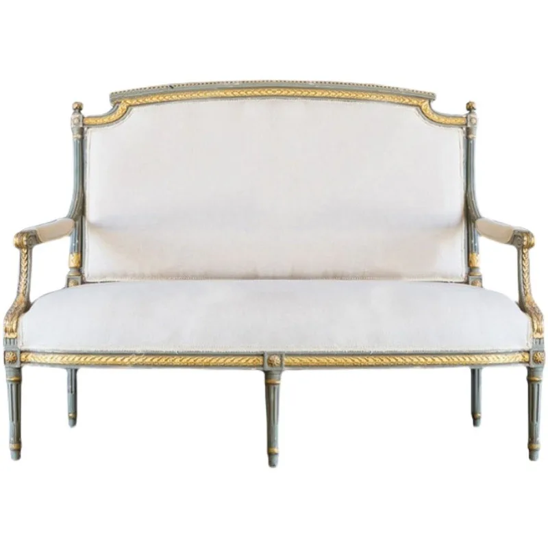 

o carved single and double three-person sofa combination small apartment living room American light luxury sofa