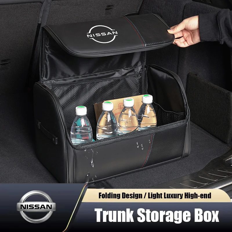 

Car Logo Leather Organizing Box Auto Trunk Storage Case For Nissan Qashqai J10 J11 Navara Juke GTR 350z Patrol Leaf X-trai