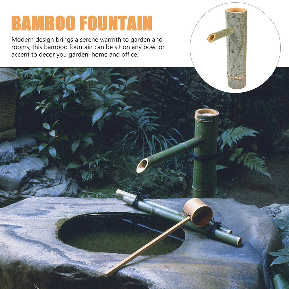 Fonte de água de bambu pequena fonte de bambu reciclagem de água decoração para tanque de peixes plantas pátio acessórios