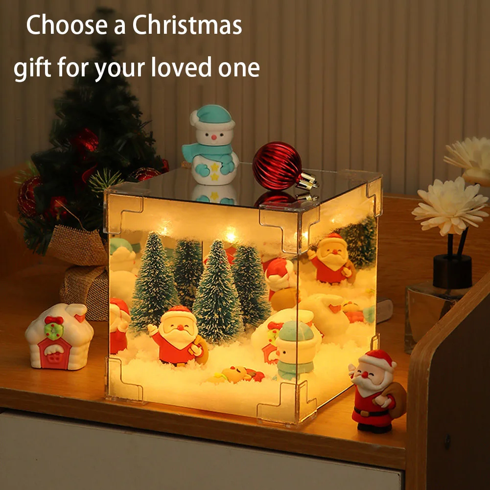 Santa Claus Night Light Material Package Cube Design Nightlight Christmas Lighting Decoration for Indoor Festive Decor