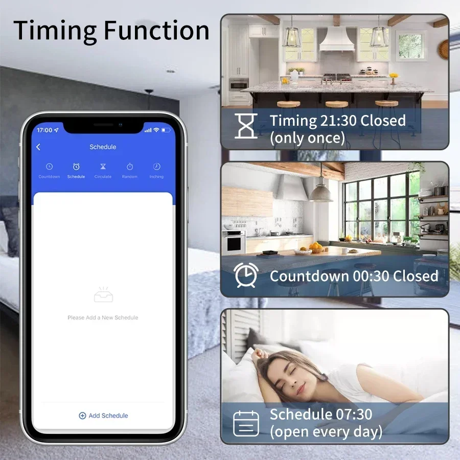 Tuya WiFi Smart Switch 16A Receiver Relay Intelligent Switch Module 433Mhz Round Button Remote Smart Life APP Alexa Google Home