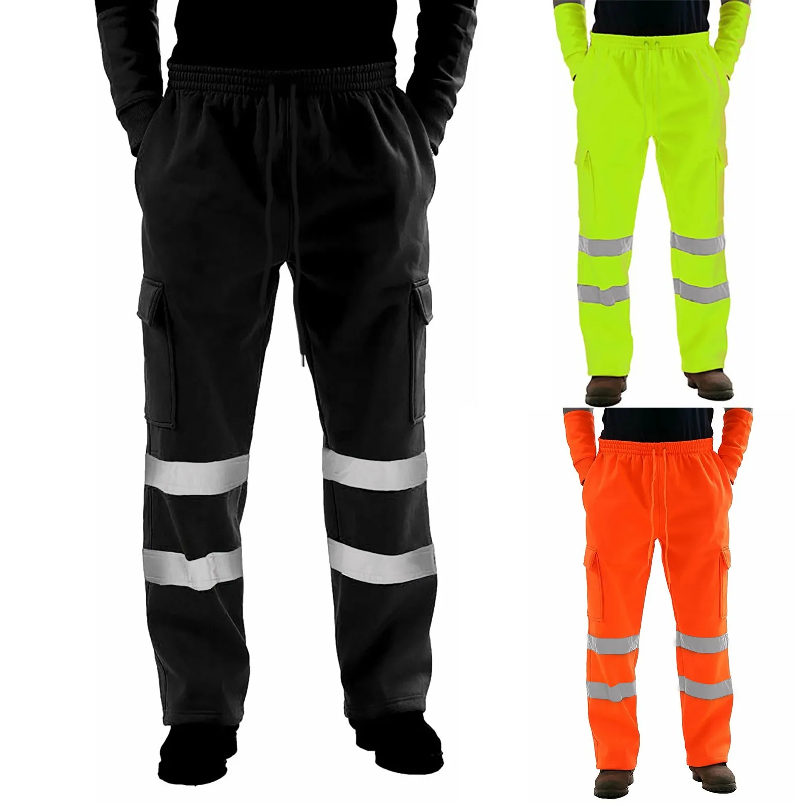 Men's Road Work High Visibility 2024 Pants Overalls Casual With Pocket Casual Summer Trousers Drawstring Leggings pantalones