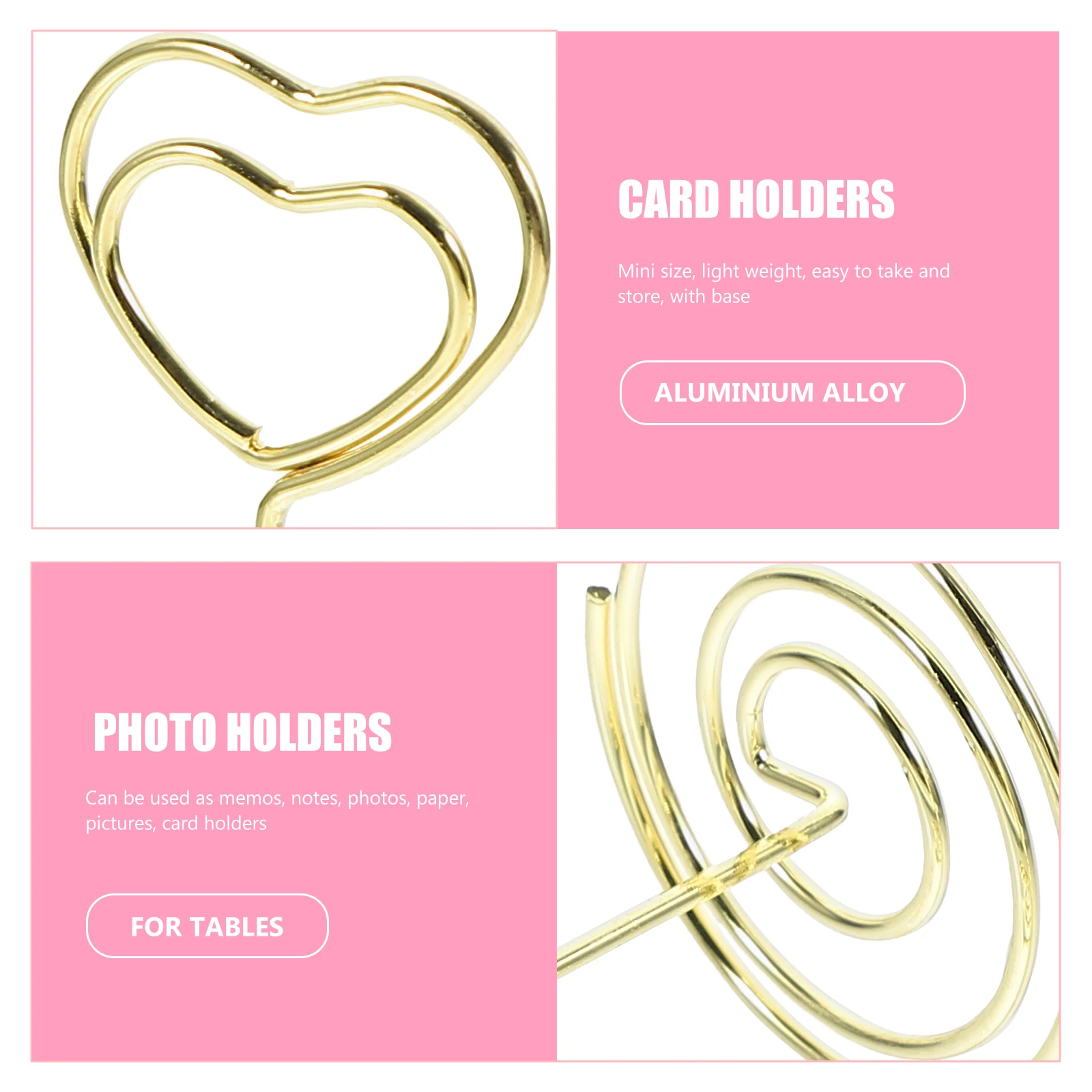 

8pcs Memo Clips Premium Desktop Note Card Holders Decorative Table Number Stands for Wedding Birthday Party Photo Place Holder