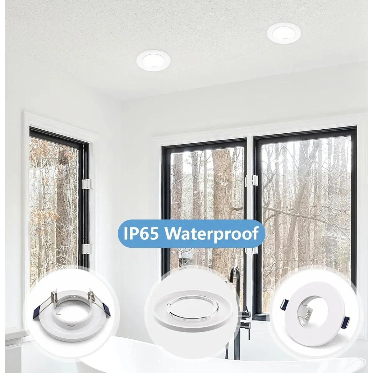 JOYINLED Ceiling Spotlight 6 Pack GU10 Aluminum Round Waterproof IP65 Lamp Housing for Kitchen Hallway Showroom Hotel Closet