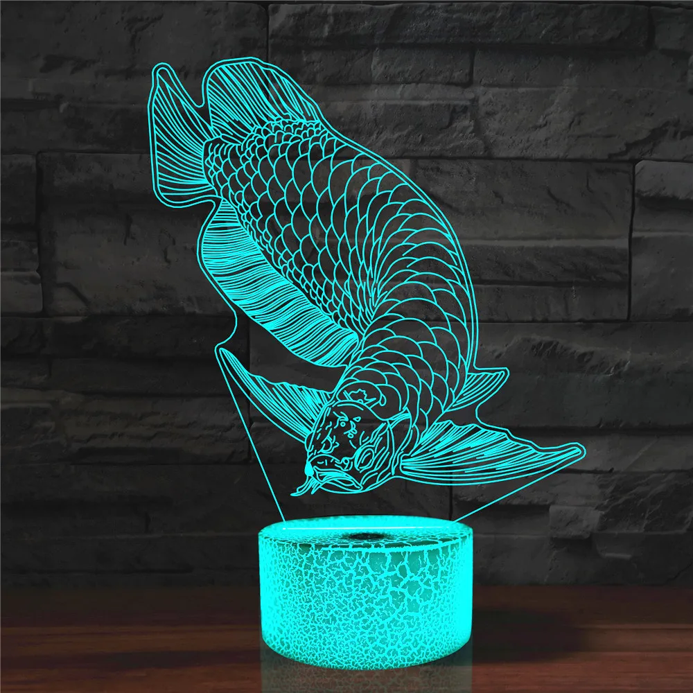 Nighdn 3D Acrylic Led Night Light Moon Fish Figure Nightlight for Kid Child Bedroom Sleep Lights Gift for Home Decor Table Lamps