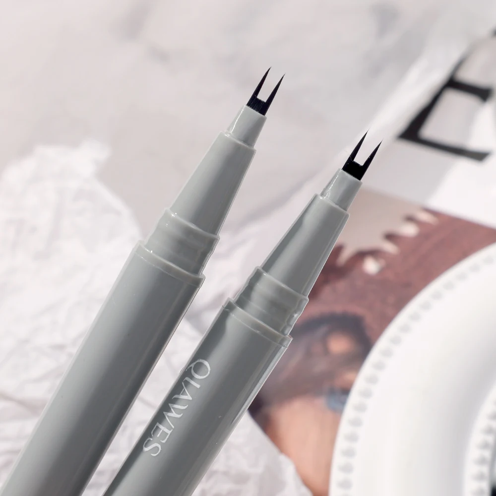 Ultracienki Eyeliner z dwoma pazurami, wodoodporny, odporny na pot makijaż, długotrwały płynny Eyeliner długopis naturalny szybkoschnący ołówek do rzęs