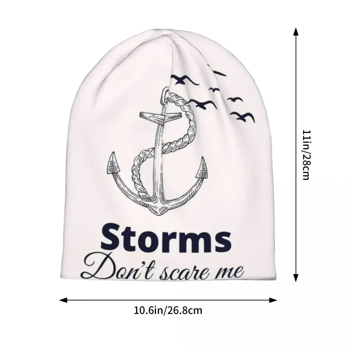 Storms Don't Scare Me Sailor Anchor Boat Men Women Beanies Caps Knitted Bonnet Hat Warm Hip Hop Autumn Winter Skullies Hats