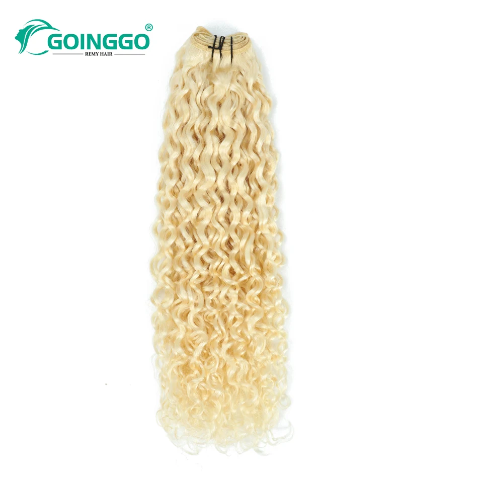 Water Wave Human Hair Weft 613# Golden Honey Blonde Highlight 100g Remy Human Hair Bundles Blonde Wet And Wavy 1Pc 22 24 26Inch