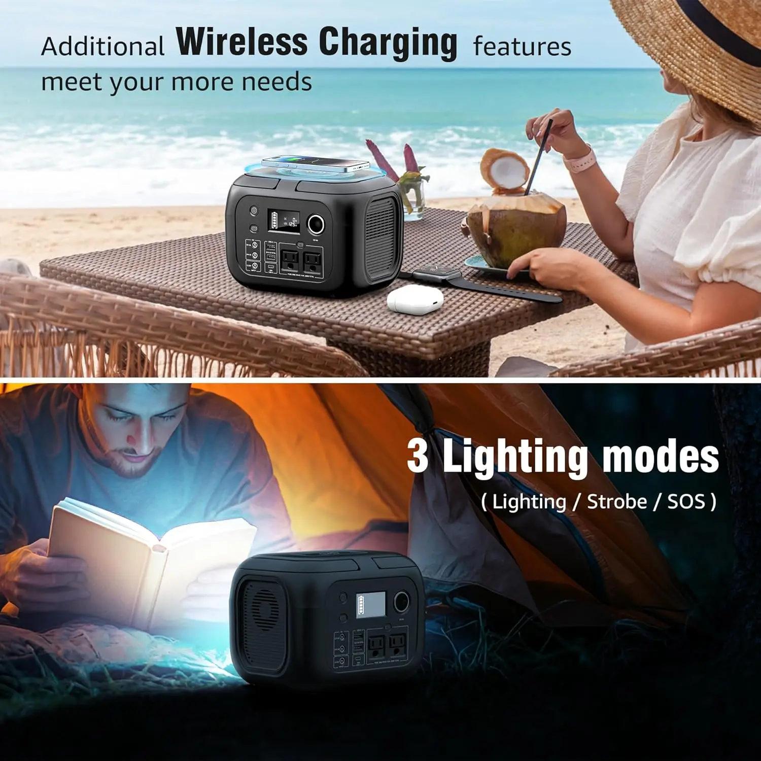 300W 260Wh Portable Power Station with Solar Panels 40W Solar Generator with AC Outlet 110V for Outdoor Garden Travel Camping RV