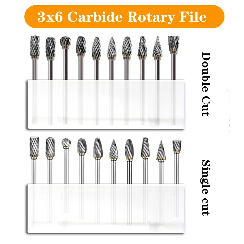 

3x6mm, 10Pcs, Tungsten Steel Rotary File, Single and Double Grain, Electric Grinding Accessories