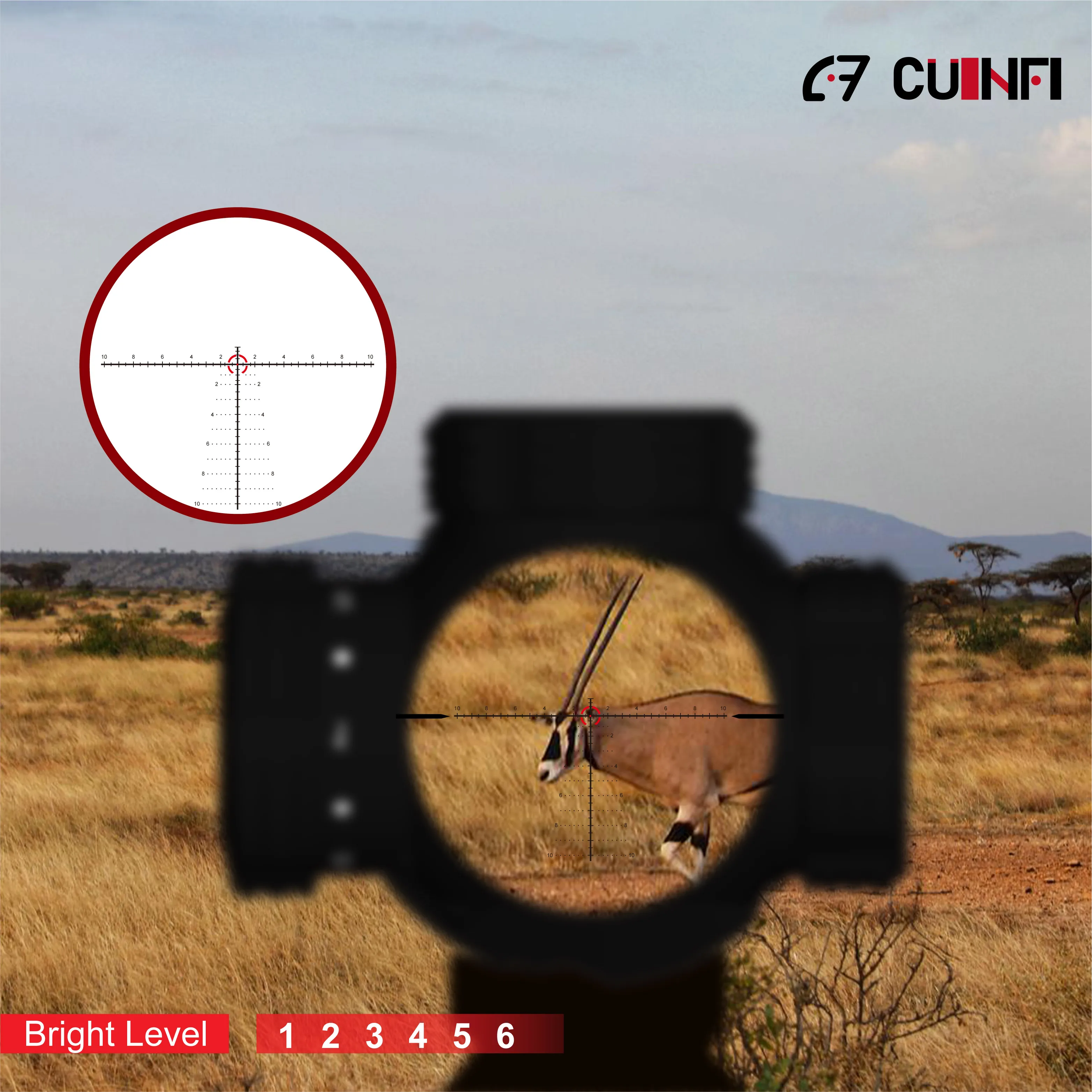 1-10x28 FFP Scope 28mm Objective Aluminum Alloy Fully Multi-Coated Spotting Tactical Scope Red Reticle Illumination for Hunting