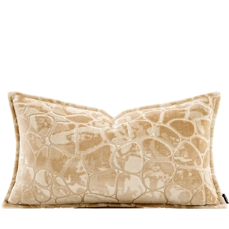 Rock Shape Jacquard Pillows Khaki Cushion Case Luxury Velvet Decorative Pillow Cover For Sofa Chair Home Decorations