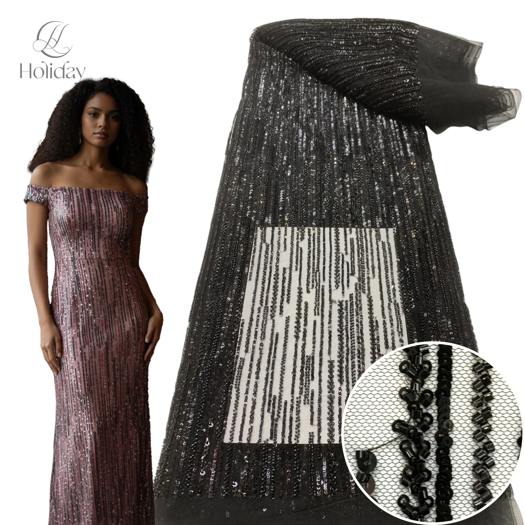 

French Mesh Lace Fabric Beads African Lace damask fabrics for nigerian ,Buy Multiple Pieces Get Full Yardage