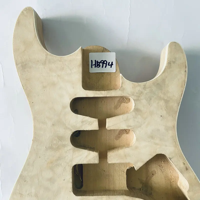 HB994  Unfinished Electric Guitar Body Solid Wood With Quilted Maple SSH Pickups Two Points Fixed Tremolo for DIY Replacement