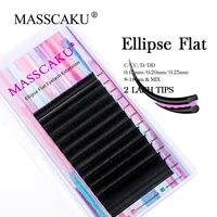 Venta al por mayor premium 0,15/0,20 espesor todos los tamaños extensiones de pestañas planas c rizo d rizo oem rótula privada elipse pestañas planas