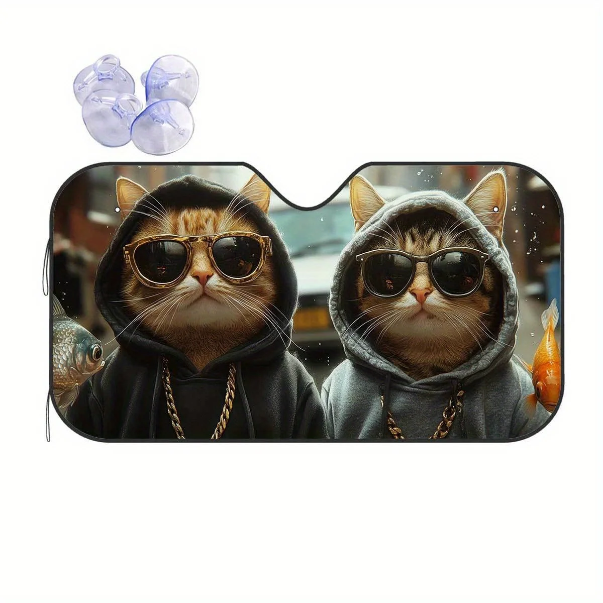 

1pc Cool Cats Hipster Fashion Glasses Pattern Car Sunshade - Fit Windshield Shade With UV Protection & Heat Reduction, Easy Inst