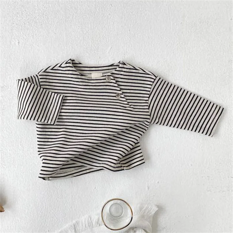 Baby Cotton Spring Fashion Striped T-Shirts Kids Baby Boys And Girls Long Sleeve Casual  Autumn Clothing