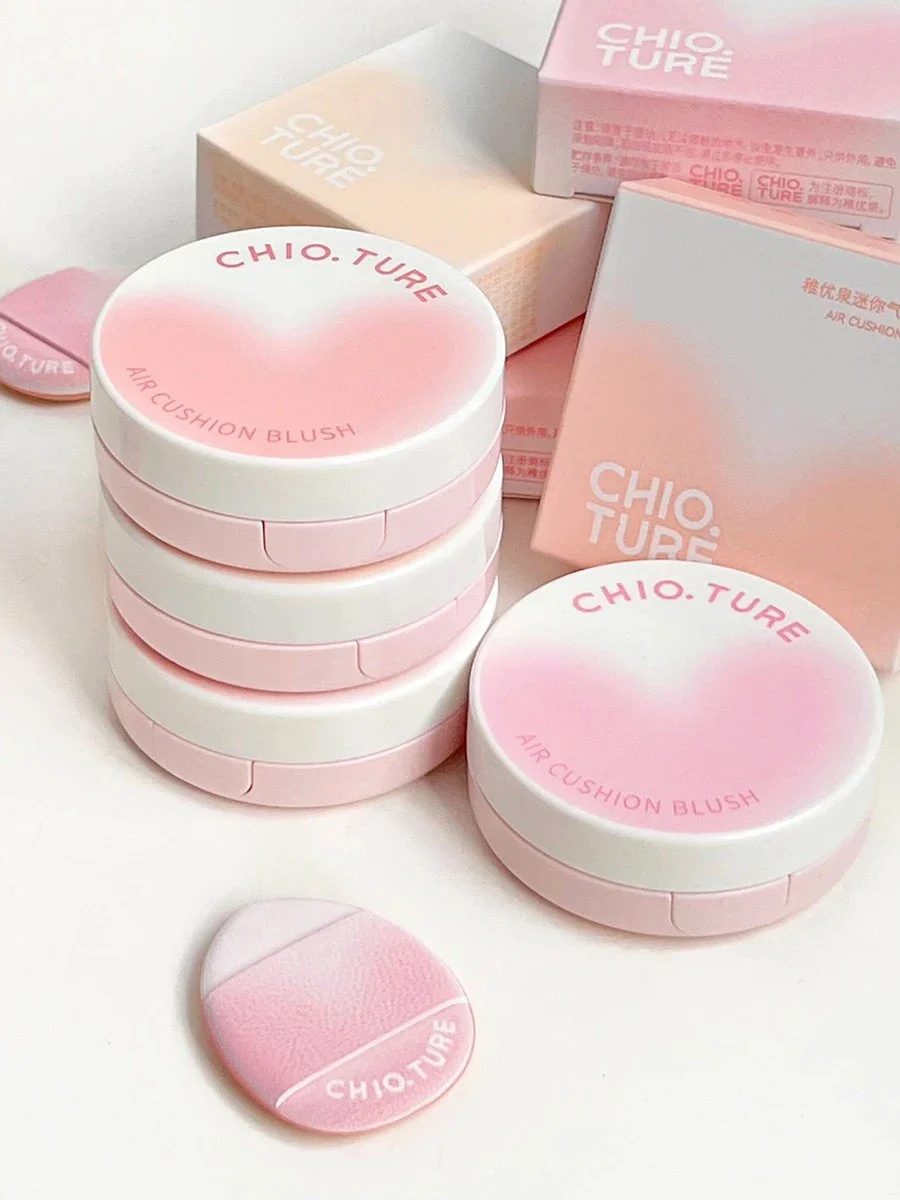 

CHIOTURE Mini Air Cushion Blusher Moisturise Blush Cream New Blush with Puff Natural Matte Long-lasting Rare Beauty Cosmetics