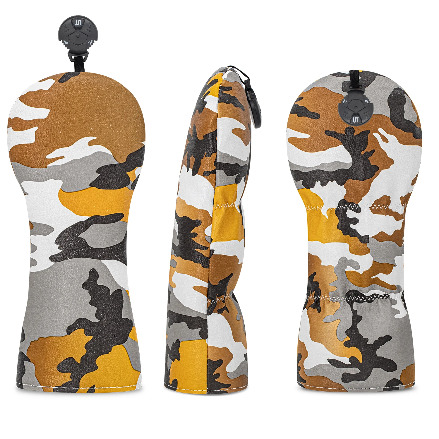 غطاء حماية للجولف بتصميم متطابق باللون الرمادي الأصفر، نمط مموه عشوائي، غطاء رأس جولف عصري، إكسسوارات جولف