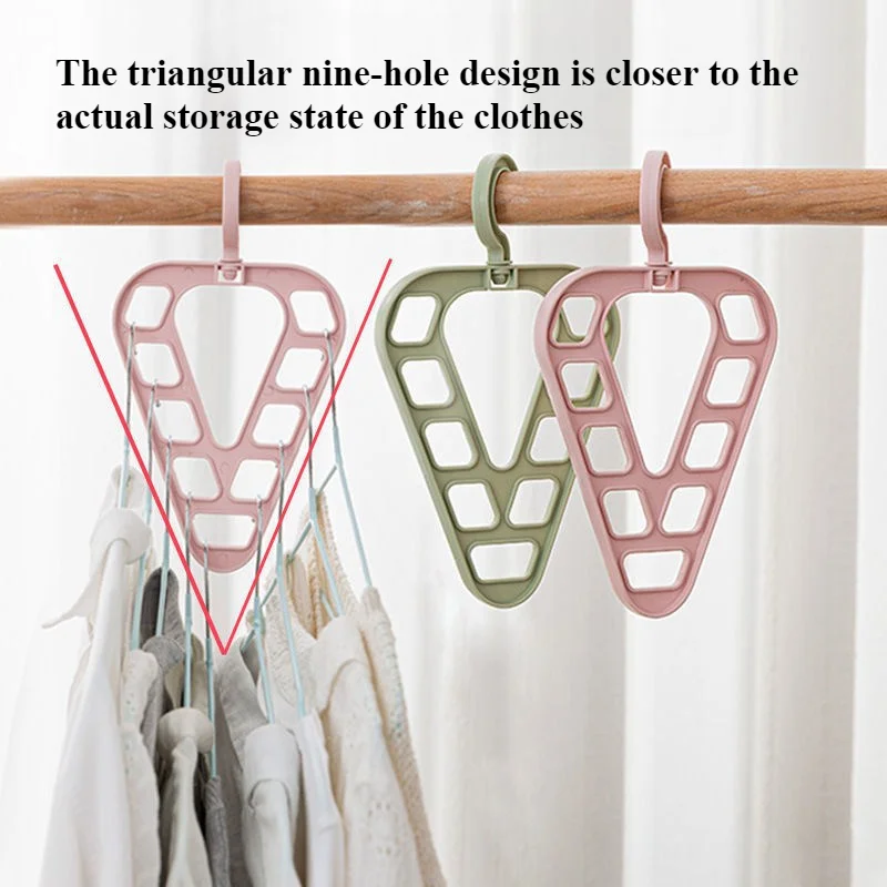 Multi-functional Triangular Nine-hole Hanger New Magic Hanger Plastic Rotating Clothes Storage Shelf Coat Hanger