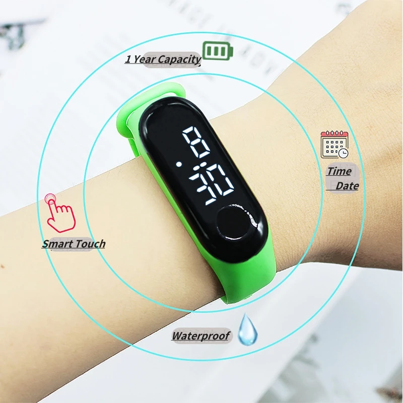 Reloj electrónico de moda para niños, reloj Digital Led resistente al agua, correa de silicona ultraligera, reloj Unisex para adolescentes y niñas