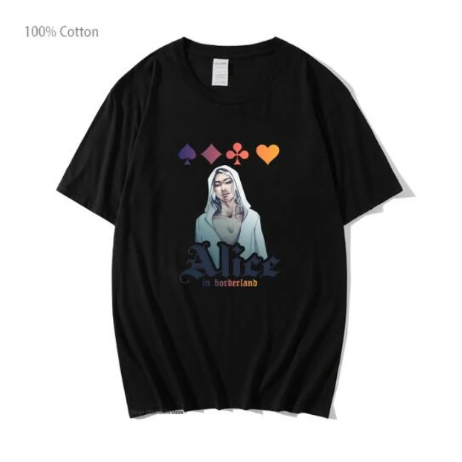 Anime Alice In Borderland Oversized T Shirt Women Men Y2K Streetwear Hip Hop 100% Cotton Short Sleeve Funny Tshirt Graphic Tees