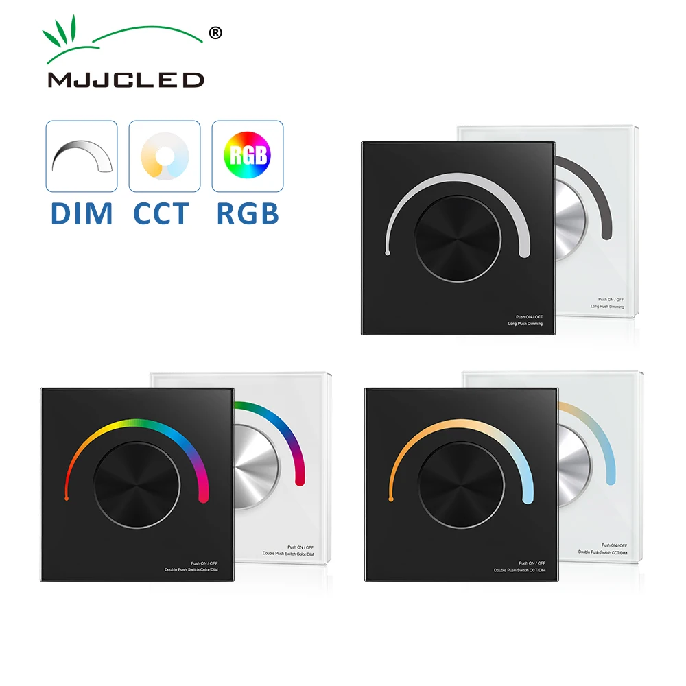 

Rotary LED Dimmer 12V 24V Controler Single Dual Color Dimming EU Glass Wall Panel CCT RGB LED Strip Tape Ribbon Light Controler