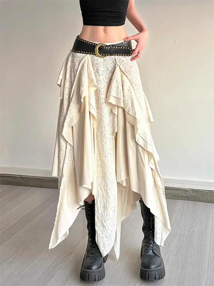 Jupe décontractée en dentelle pour femmes, couleur Pure, Vaion de plage, taille basse, asymétrique, ligne a, taille élastique