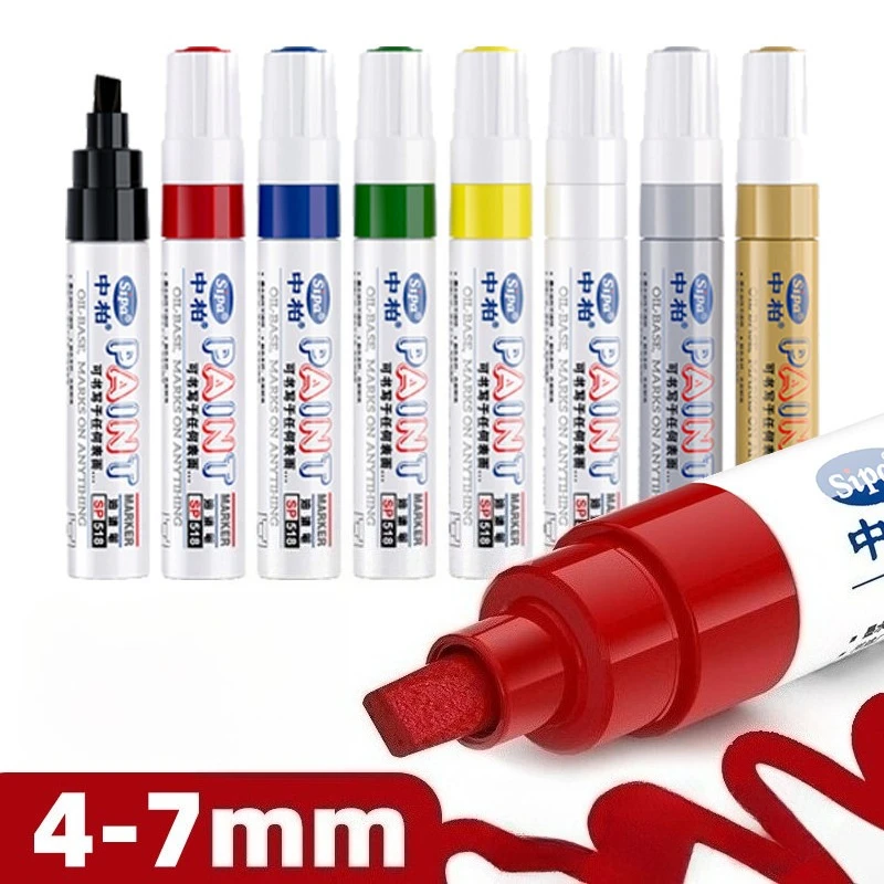 8-color 7mm Wide-head Paint Pen Waterproof Non-fading for Document Marking POP Poster Design Graffiti Sketch Signature
