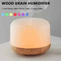 Mini Size Wood Grain Aroma Diffuser Usb Essential Oil Humidifier With Colorful Night Lights Air Humidifier Machine 500ml Home