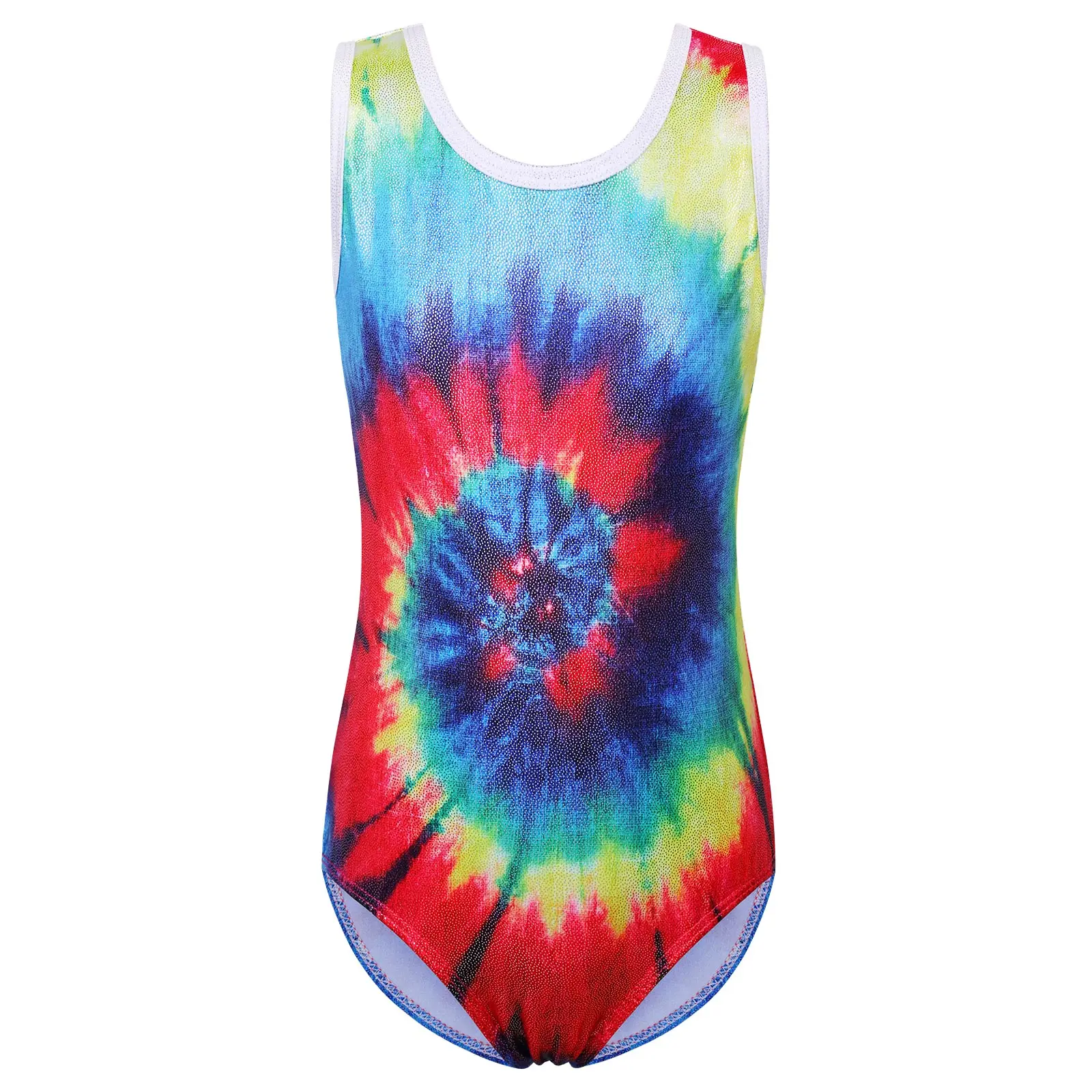 BAOHULU Girls Ballet Costume Tie-Dye Print Jumpsuit Sleeveless Gymnastics Leotard Disfraz Mujer Practice Dance Wear