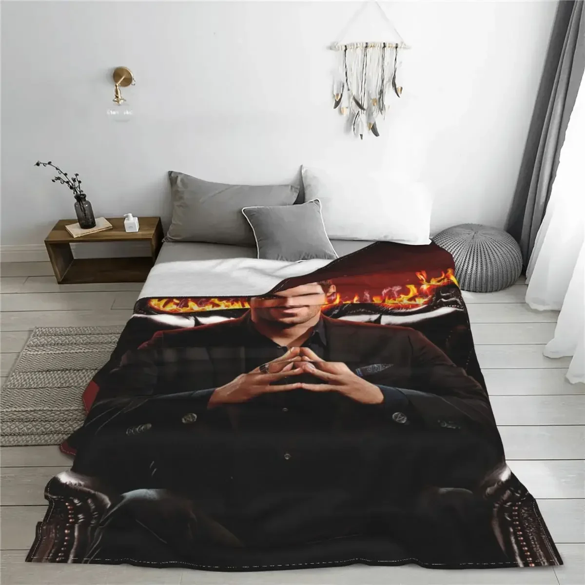 Lucifer Morningstar Flannel Throw Blanket Crime Tom Ellis Blanket for Home Outdoor Lightweight Bedding Throws