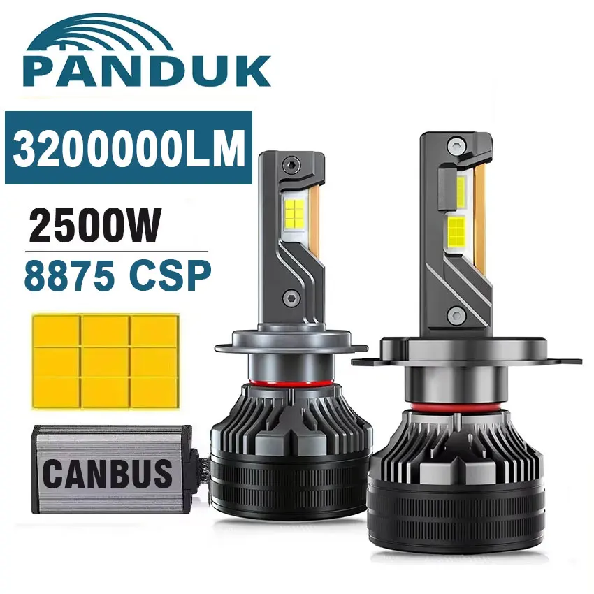 

PANDUK H7 Led Headlight Bulb 3 Copper Tube 3200000LM 2500W 6000K 8000K H4 LED H11 HB3 9005 HB4 9006 K5C Led Light for Car 12V