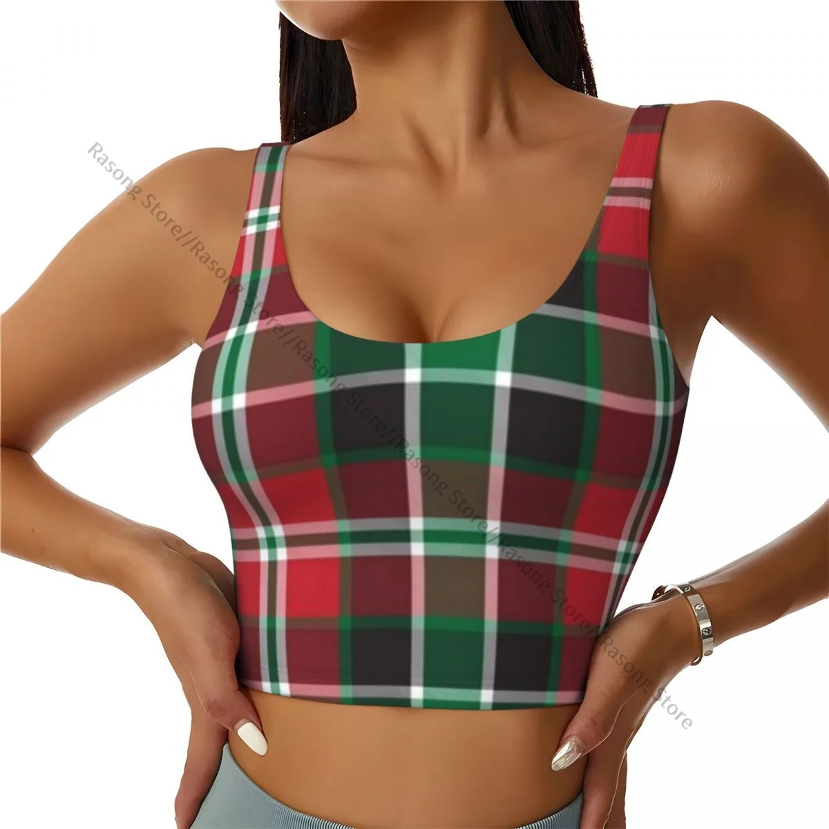 Women Sexy Sports Vest Classic Plaid Checkered Tartan Pattern Female Streetwear Sport Lingerie Tee Crop Top