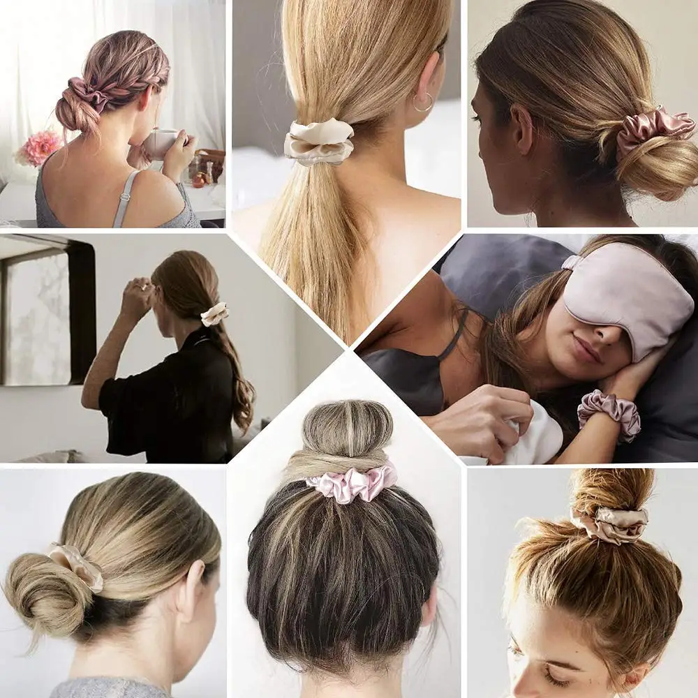5Pcs Scrunchies Frauen Haar Krawatten Große Seide Satin Scrunchy Haar Bands Elastische Haar Zubehör Weiche Große Scrunchies Für Mädchen frauen – Detail 1