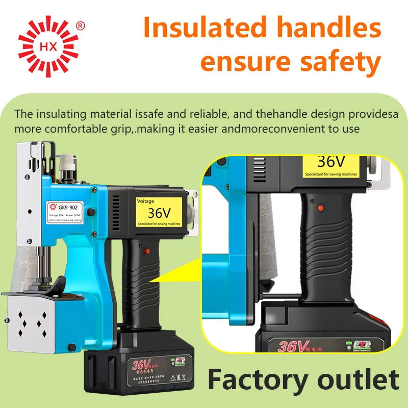 ماكينة خياطة محمولة تعمل بالبطارية GK9-902، مناسبة لشبكات المظلة والحقائب المنسوجة والأكياس المنسوجة وما إلى ذلك