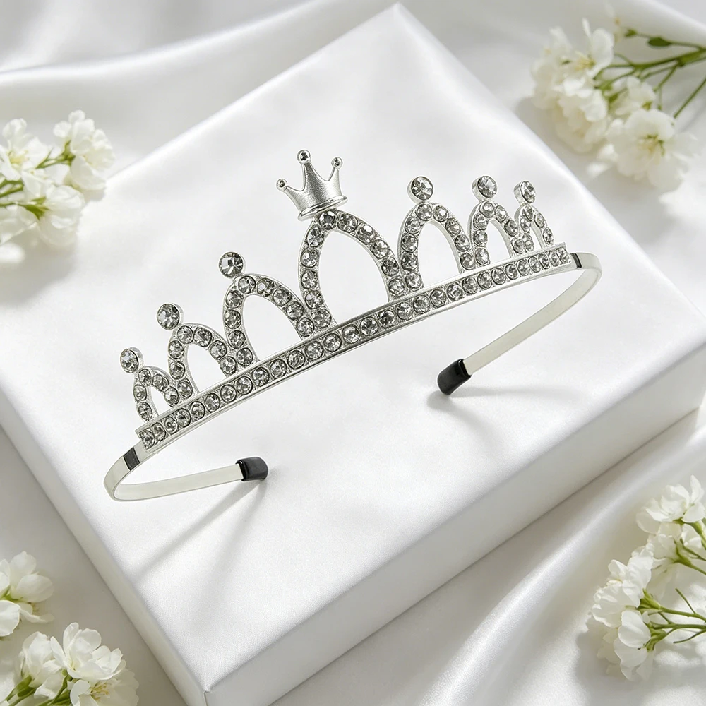 2026 New Cross-border Minimalist Crown Alloy Rhinestone Hair Accessories for Party Banquet Daily Wear view 6