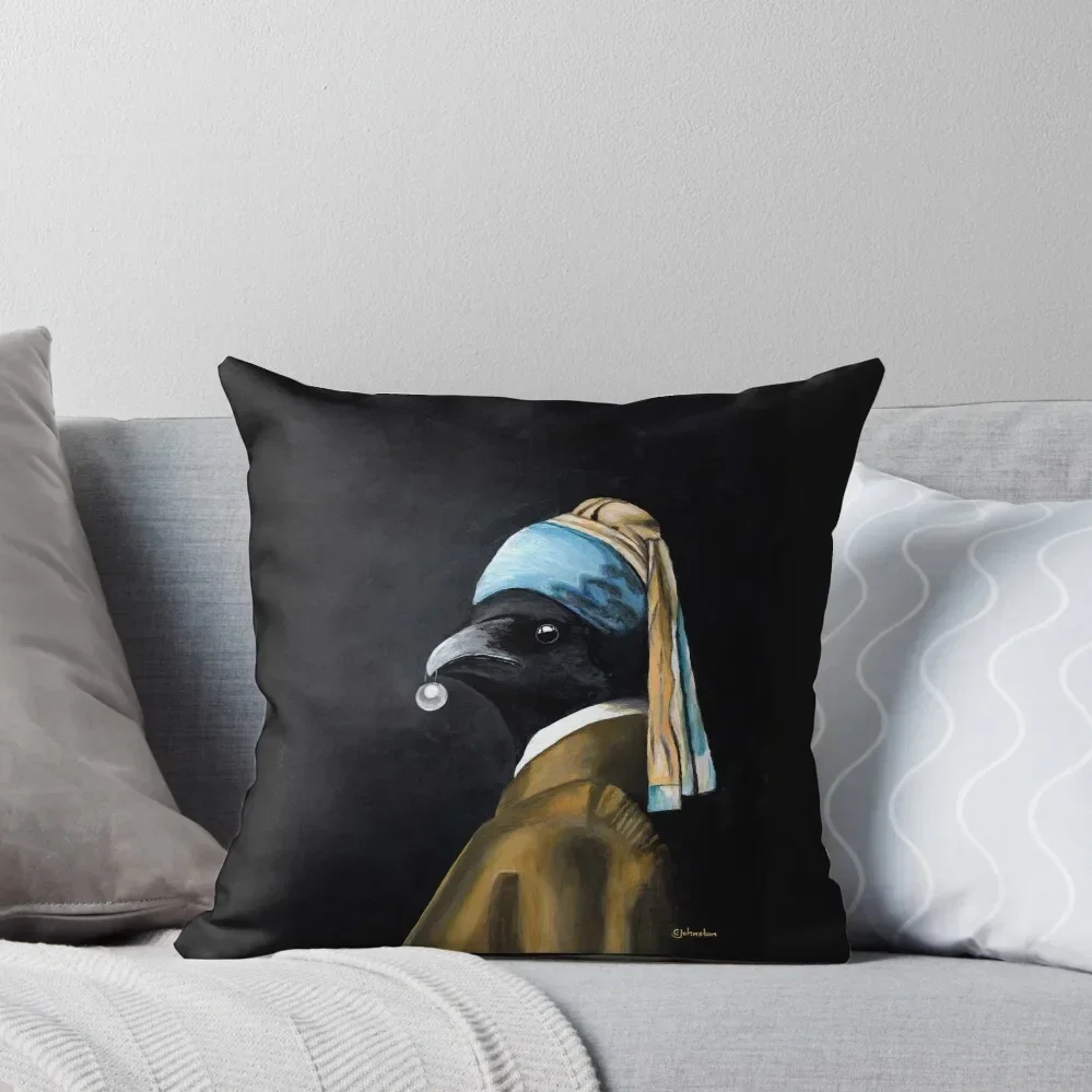 

Crow With the Pearl Earring Throw Pillow christmas decorations 2025 ornamental pillows Cushion Cover pillow