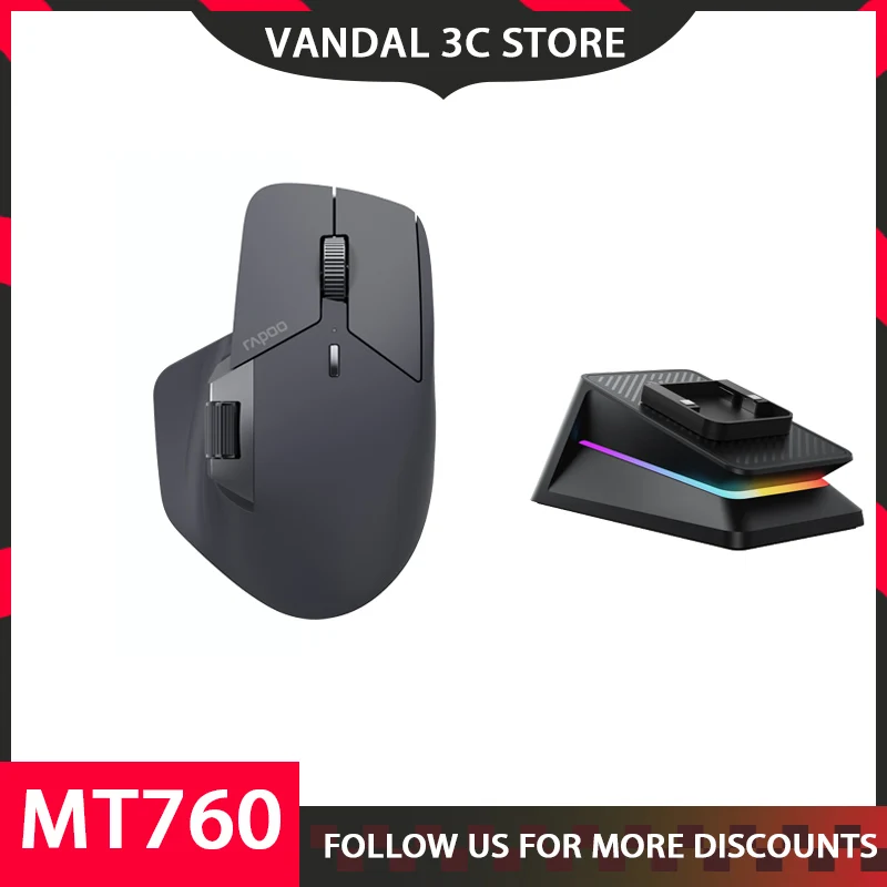 

Rapoo MT760m/MT760L Mouse 2.4g Wireless Mute Three-Mode Mouse Macro Customize Long Endurance Mouse For Desktop Computer Gift