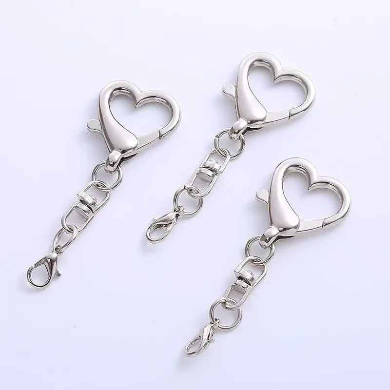10Pcs Unique Alloy Heart Keyring Pendant Heart Shaped Clasp For DIY Projects