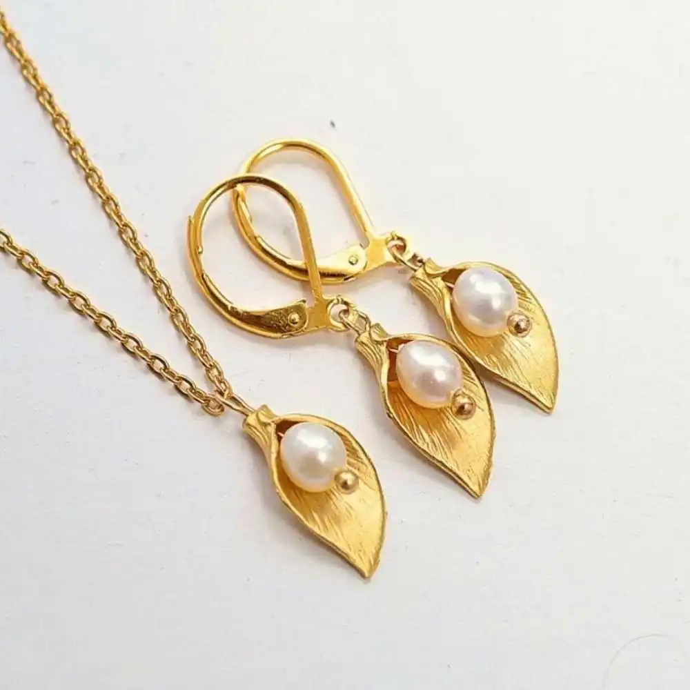 Natural white Baroque pendant earring set 18K tulip Choker Healing Jewelry Charms Silver Clavicle Energy Wholesale Cross Gifts