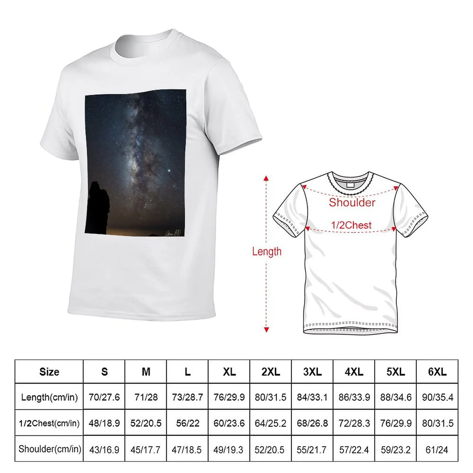 Milky Way, Jupiter & Roque de los Muchachos T-Shirt Casual Pattern Print Tee Shirt