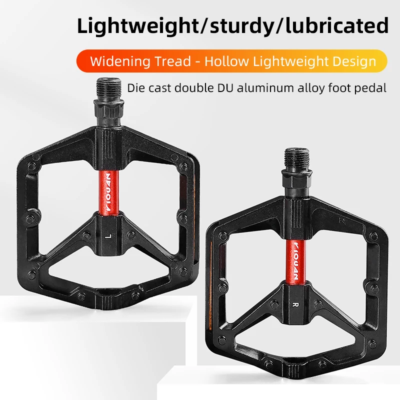 Double DU Bicycle Pedals Lightweight Bearing Anti-slip Large Platform Road Bike MTB Bike Pedal Aluminum Alloy Bicycle Pedal