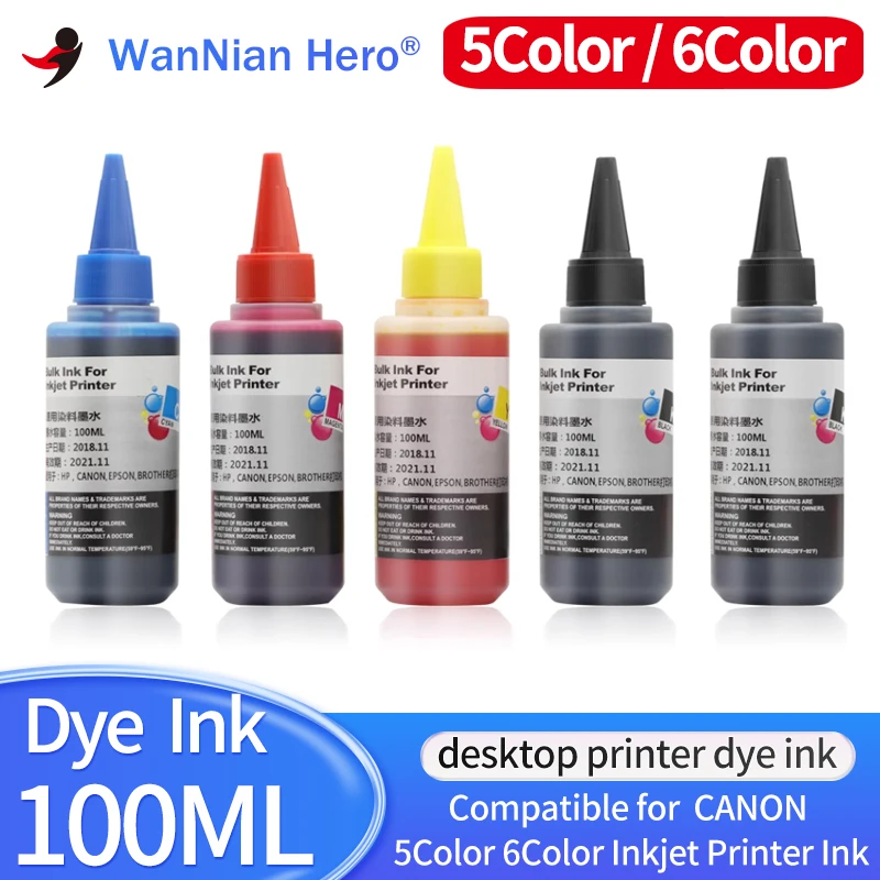 5color/6Color 100ml Universal Dye Ink Kit Compatible For CANON PGI-750 650 450 350 250 150 270 370 470 570 770 880 751 480 580