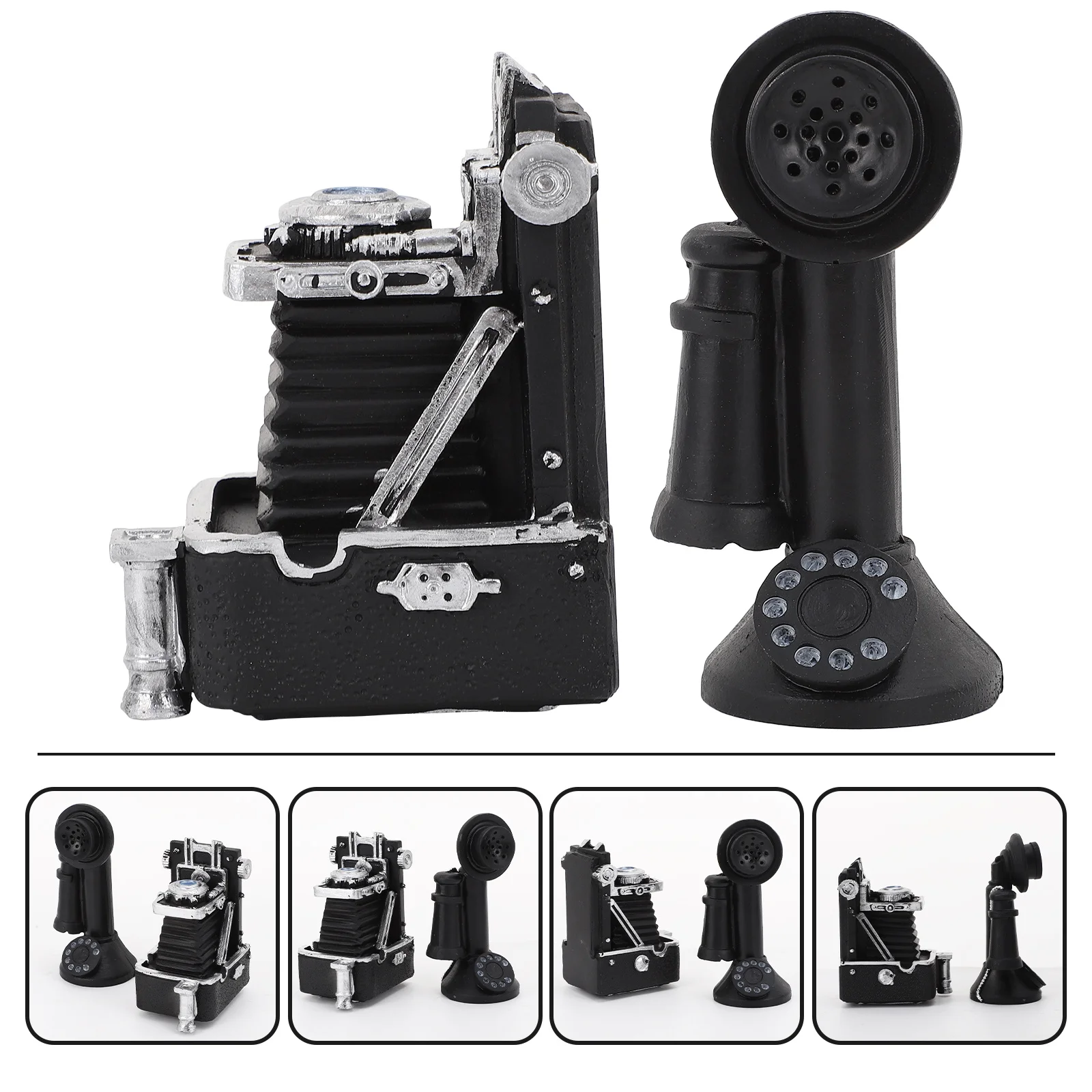 

1 комплект, миниатюрная ретро-камера, телефонные модели из смолы, прочное маленькое пейзажное украшение, реквизит для фотосъемки, мини-модель