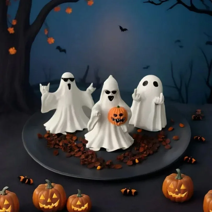 New Cute Cute Ghost Statue Ghosts Small Scary Ghost Figurines Halloween Home Decorations Coffee Table Centerpieces Shelf